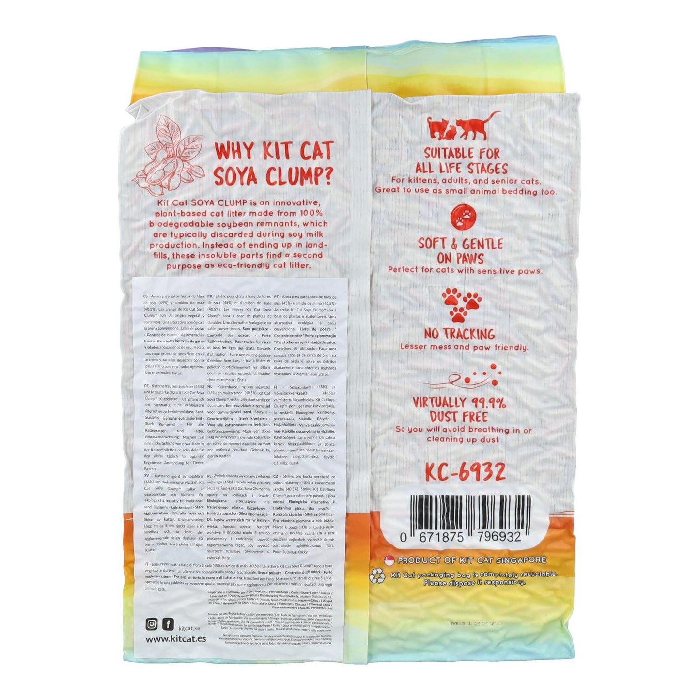Kit Cat Arena Eco SoyaClump - Confetti 7 L Arena para gatos