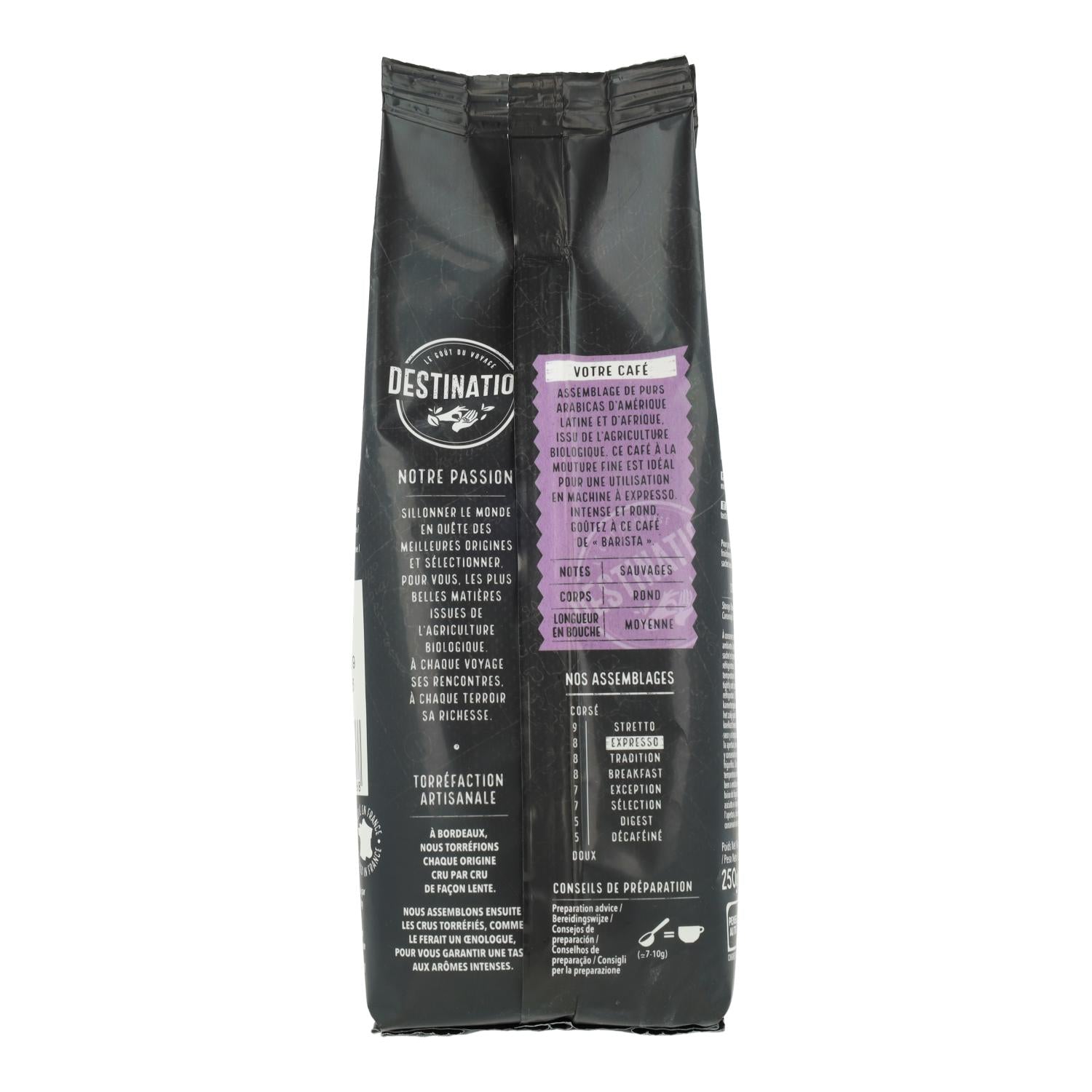 Café espresso 100% arábica BIO Destination 250 gr