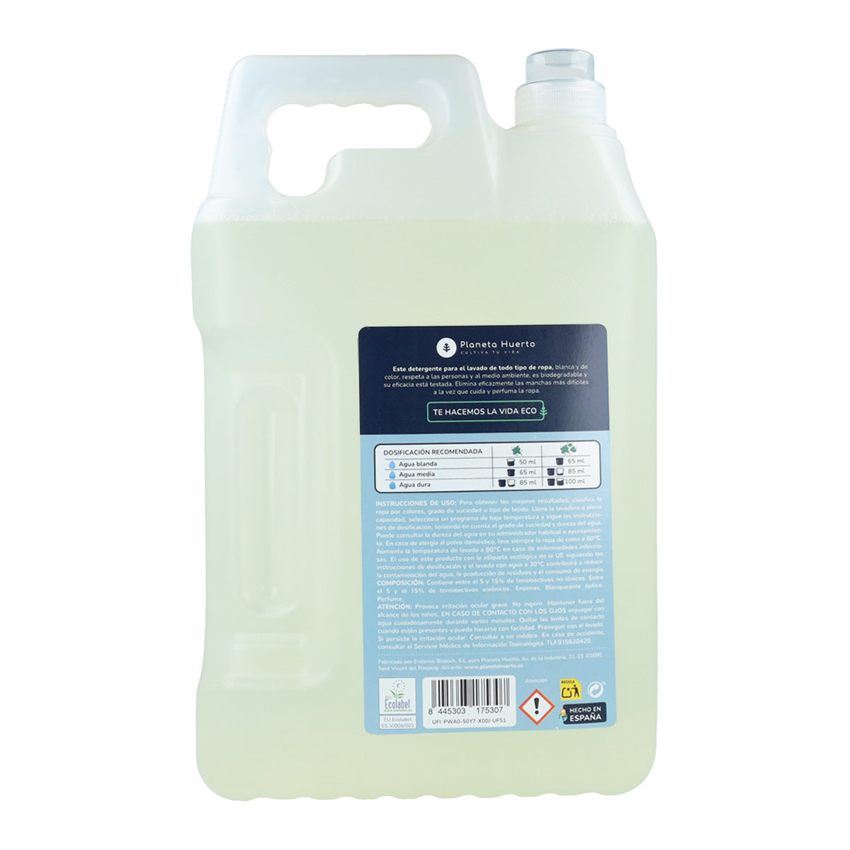 Detergente Líquido Ropa Eco  Aroma natural a ropa limpia Planeta Huerto  5 Litros