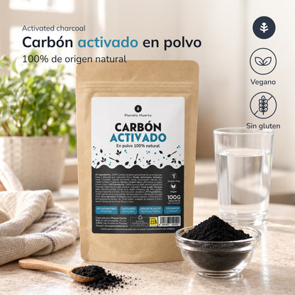 Pflanzliche Aktivkohle in Pulverform Planeta Huerto 100 g