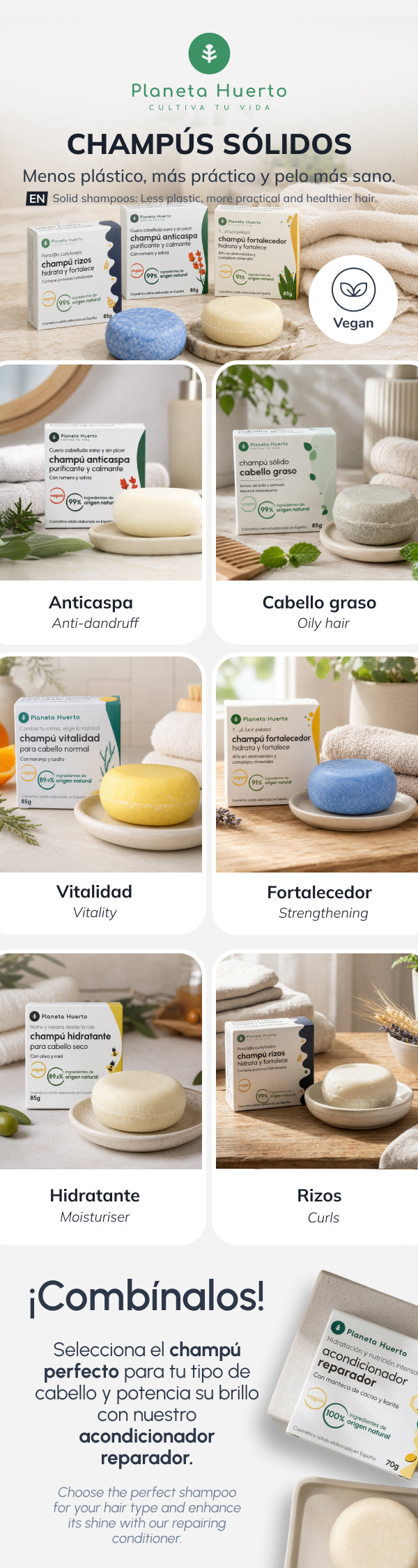 Ausbessernde feste Spülung Planeta Huerto 85 g