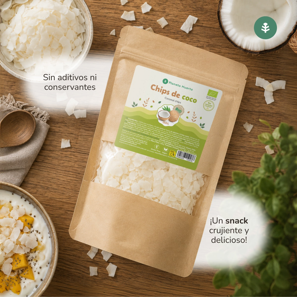 Ungesüßte Kokoschips ECO Planeta Huerto 150 g