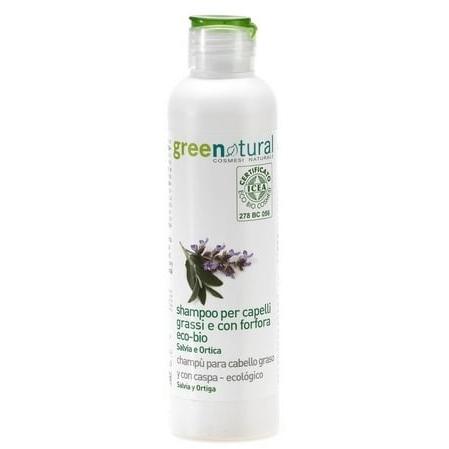 Champú cabello graso y caspa con salvia y ortiga  Greenatural 250 ml