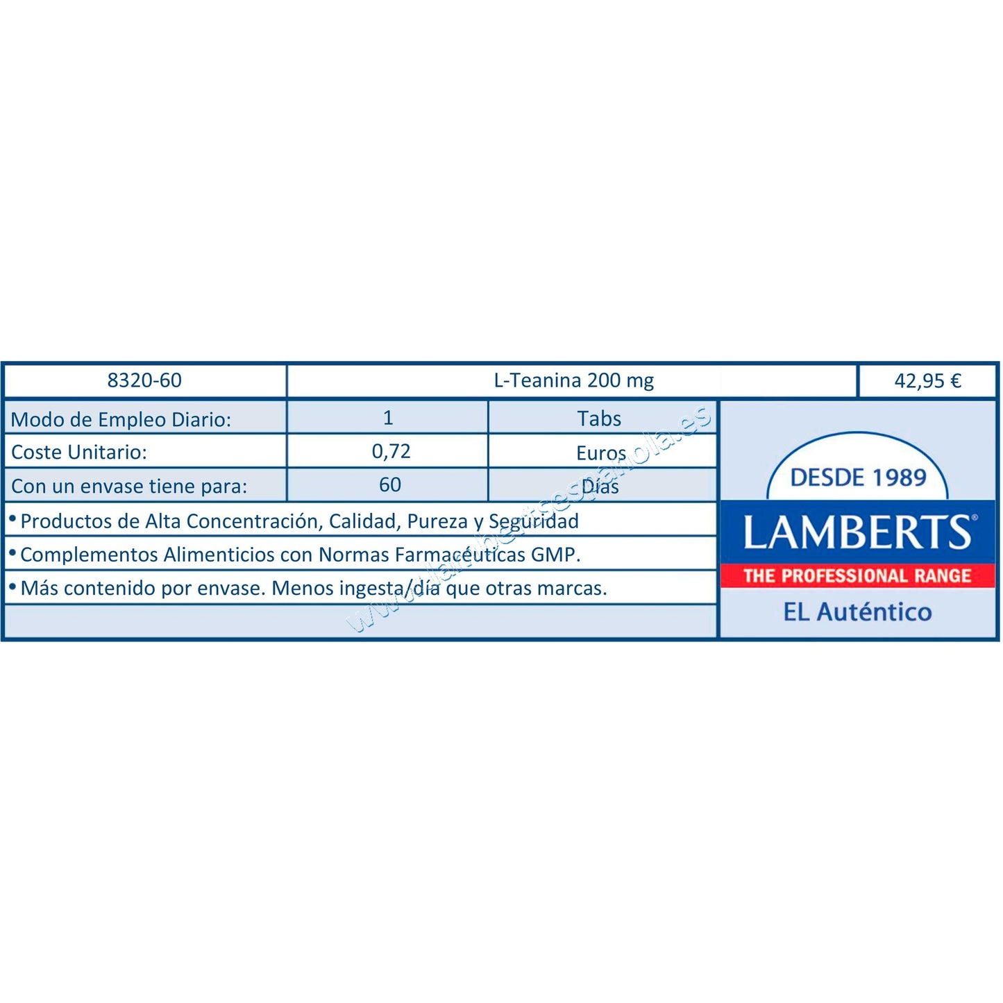 L-Teanina 200 mg, Lamberts, 60 cápsulas