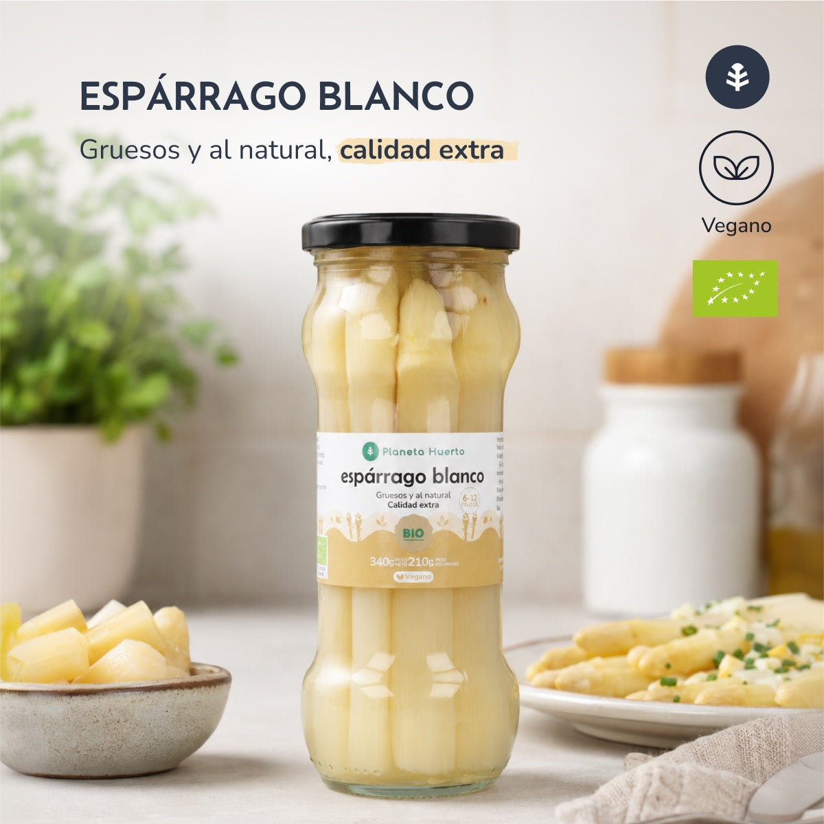 Dicke weiße Spargelstangen ECO Planeta Huerto 340 g