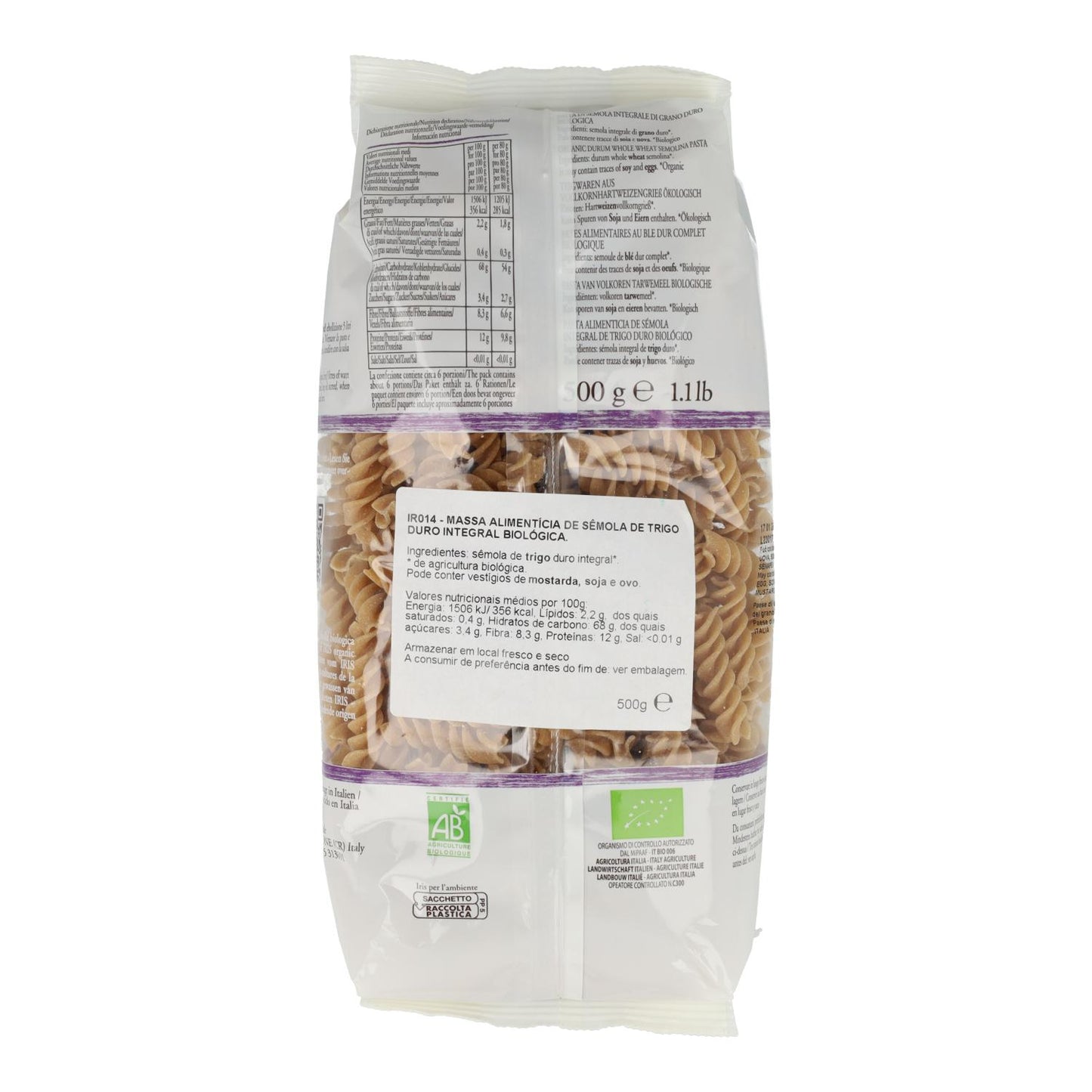 Espirales Integrales de Trigo Iris 500 g