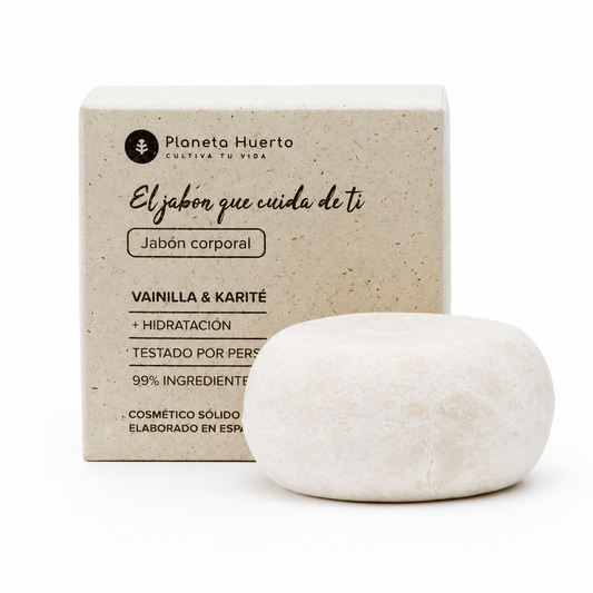 Feste Körperseife mit Vanille und Sheabutter Planeta Huerto 85 gr