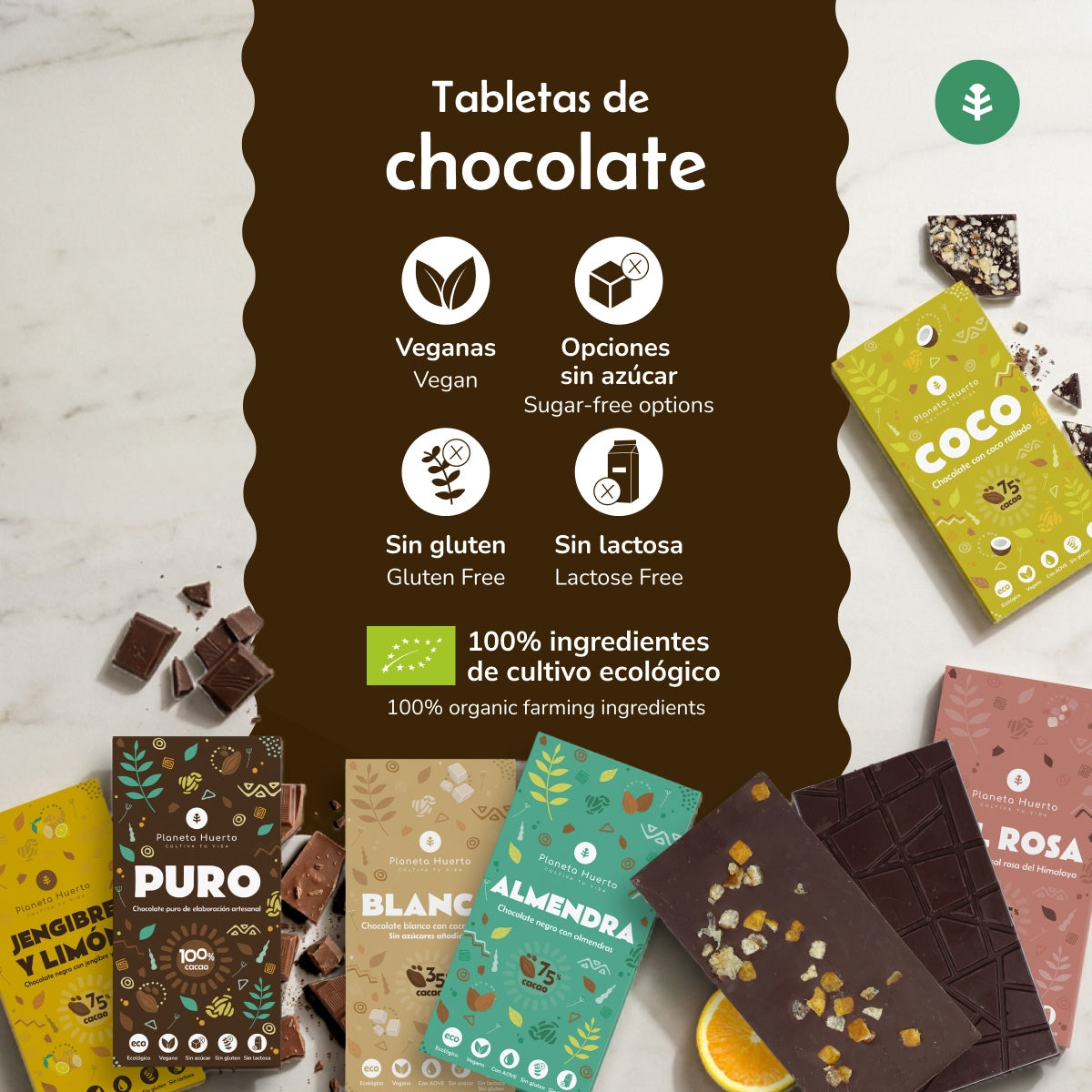 Vegane weiße Schokolade Tafel 35% ECO Planeta Huerto 70 g