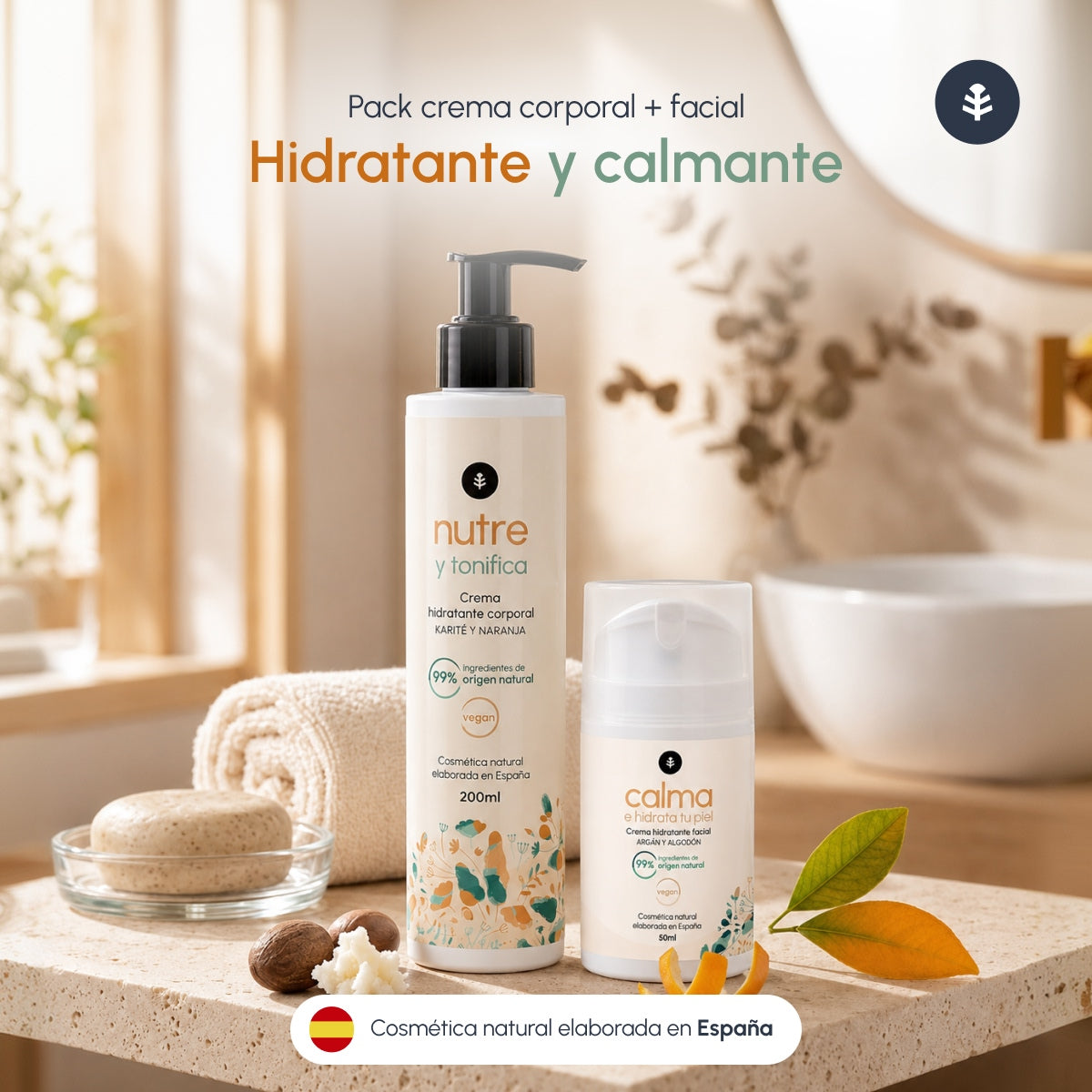 Feuchtigkeitscreme für das Gesicht aus Argan und Baumwolle Planeta Huerto 50 ml