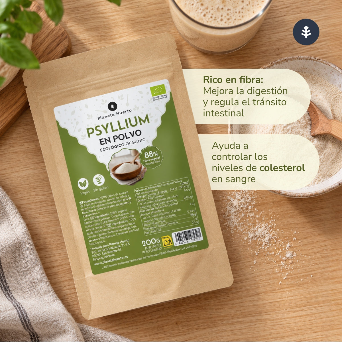 Flohsamenschalenpulver Eco Planeta Huerto 200 g