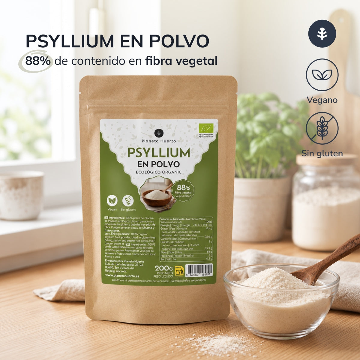 Flohsamenschalenpulver Eco Planeta Huerto 200 g