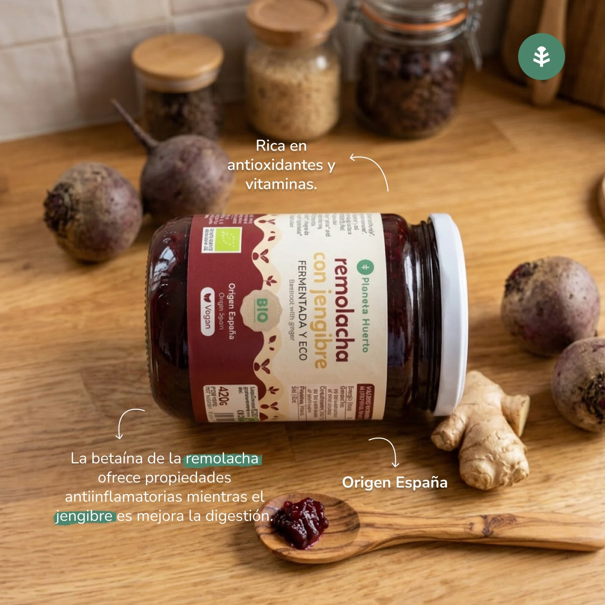 Fermentierte Rote Bete mit Ingwer Eco Planeta Huerto 420 g