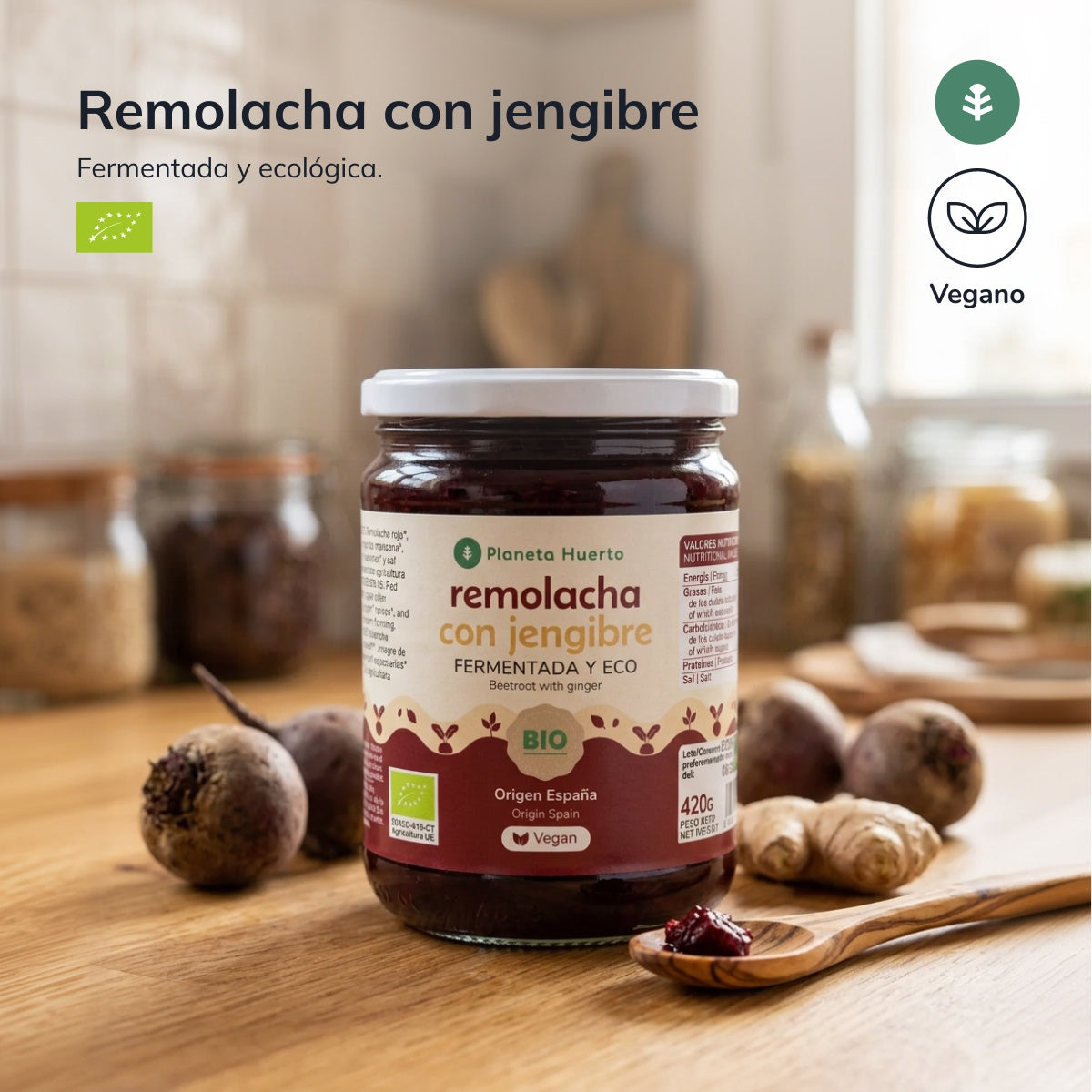 Fermentierte Rote Bete mit Ingwer Eco Planeta Huerto 420 g
