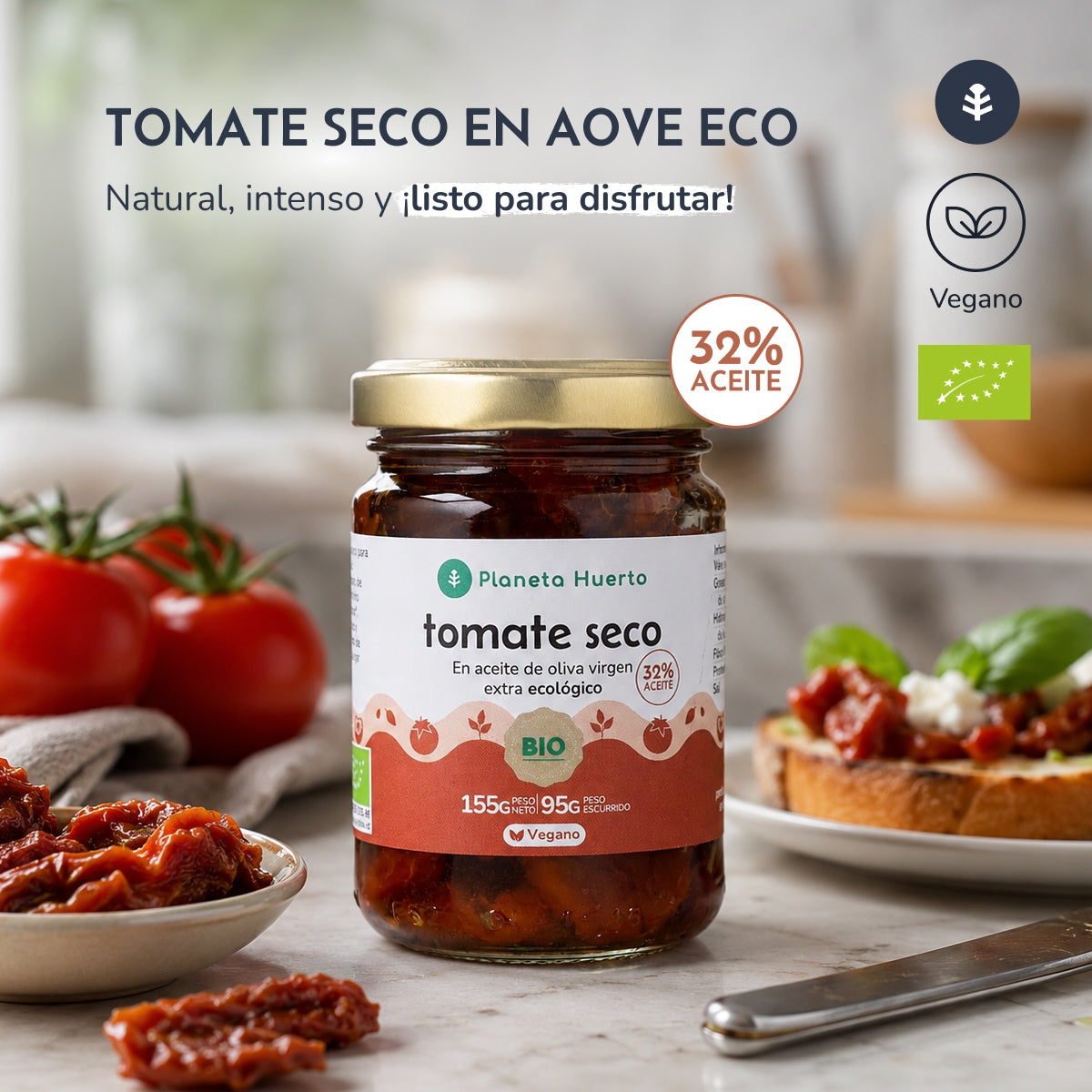 Getrocknete Tomaten in nativem Olivenöl extra ECO Planeta Huerto 155 g