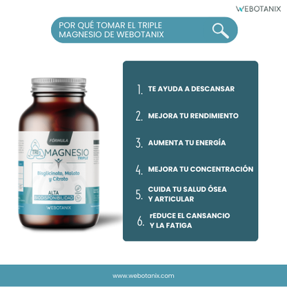 Triple Magnesium (Bisglycinat, Malat und Citrat) Vegan Formula, WeBotanix, 120 Kapseln