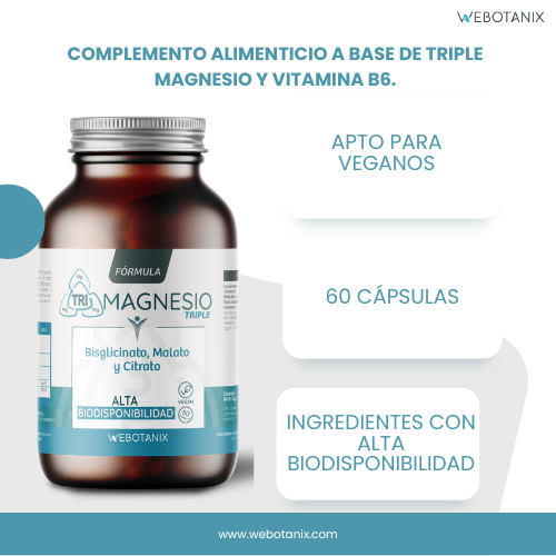Triple Magnesium (Bisglycinat, Malat und Citrat) Vegan Formula, WeBotanix, 120 Kapseln